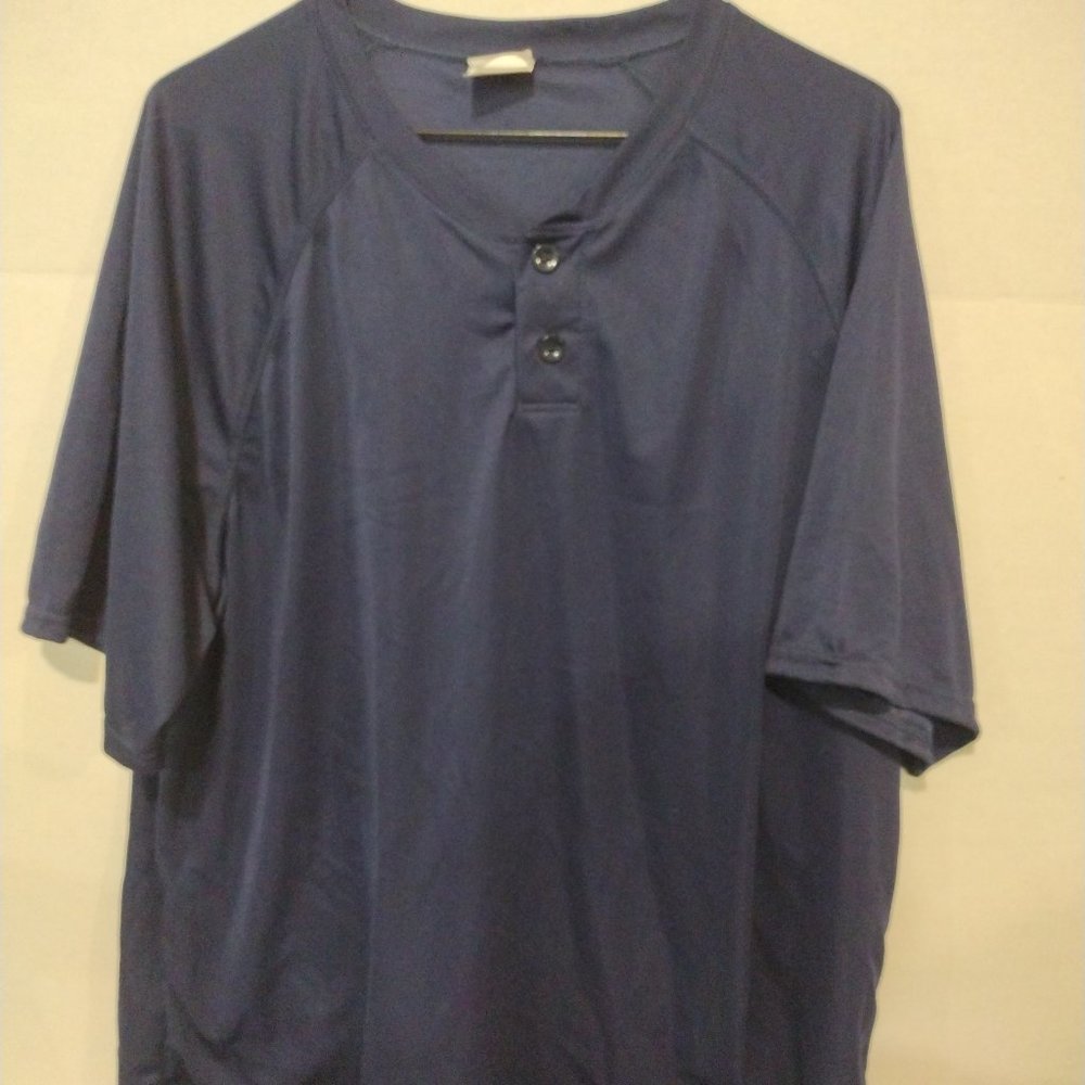 NAVY ADULT TWO BUTTON BASEBALL POLO TEE ADULT XL 001
